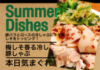 豚バラとロースの冷しゃぶにネギ梅しそをトッピング！