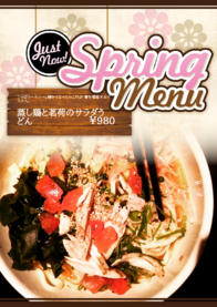 蒸し鶏と茗荷のサラダうどん