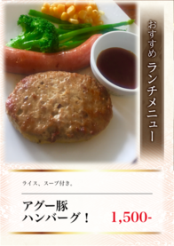 アグー豚
ハンバーグ！